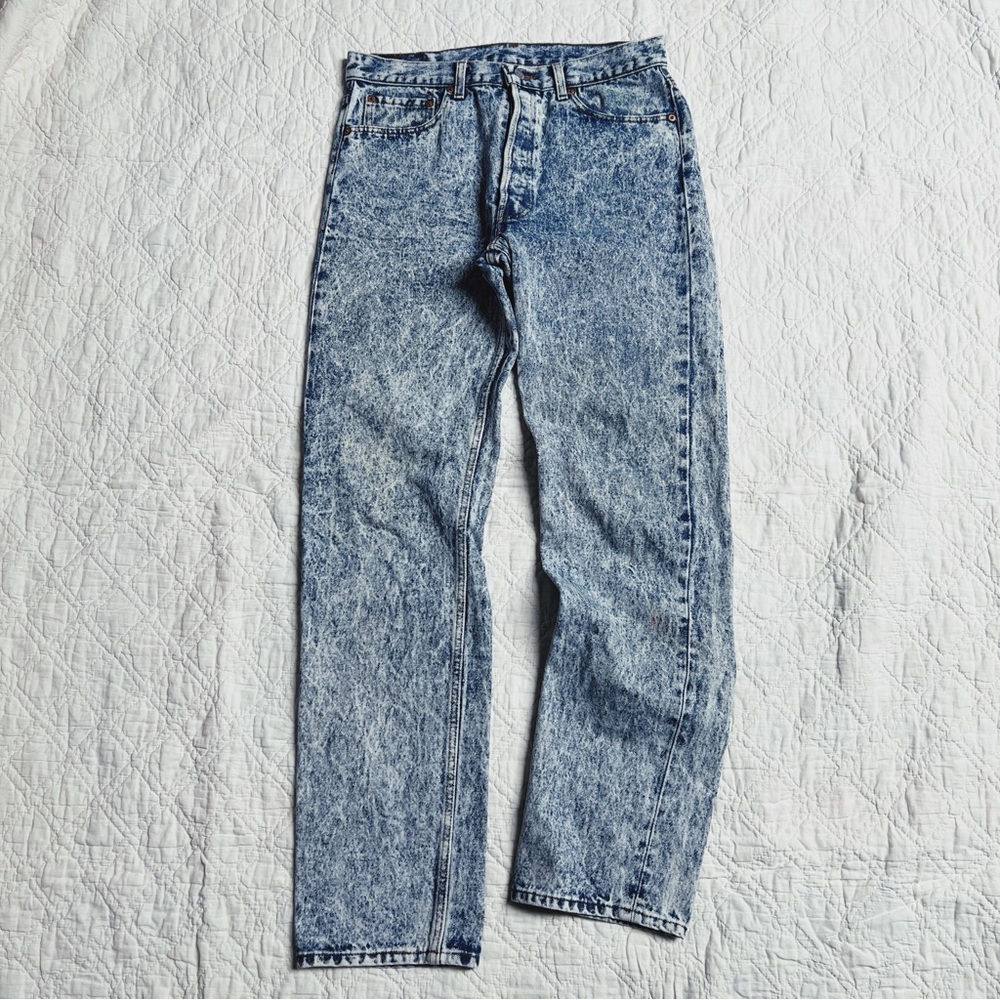 Vtg Levi’s 501 Acid White Wash Jeans 👖 USA 501-0109 34X34 80s 90s Button Fly